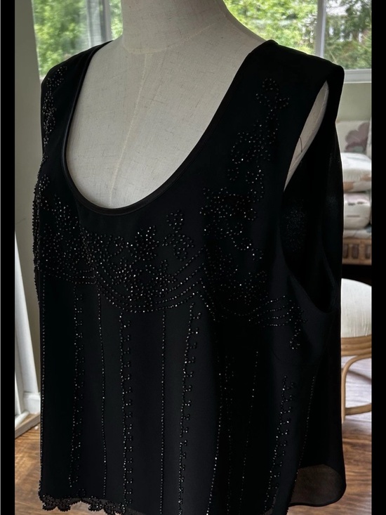 R&M Richards Tops - Vintage R&M Richards Black Camisole/ Top with beads size 24W
